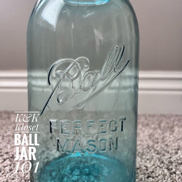 Vintage Light Blue Aqua Ball Perfect Mason Canning Jar Vintage 1910-1923 #8 - Picture 1 of 7